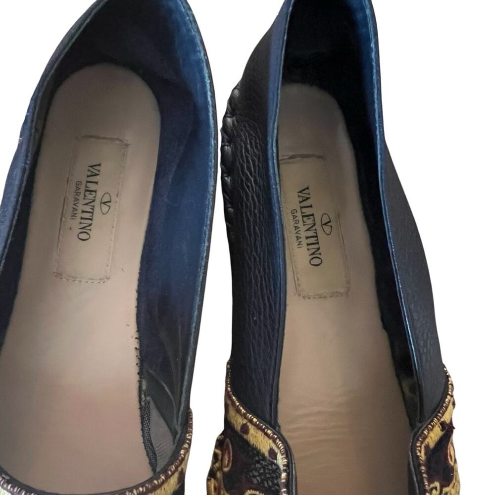 Valentino Garavani Navy Blue Leather and Floral Lace Espadrille Flats EU 38 US 8 - Picture 7 of 13